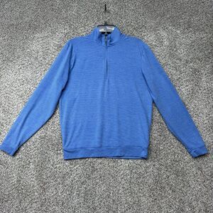 Johnnie O Vaughn Striped Performance 1/4 Zip Pullover Shirt Mens Small Blue Golf